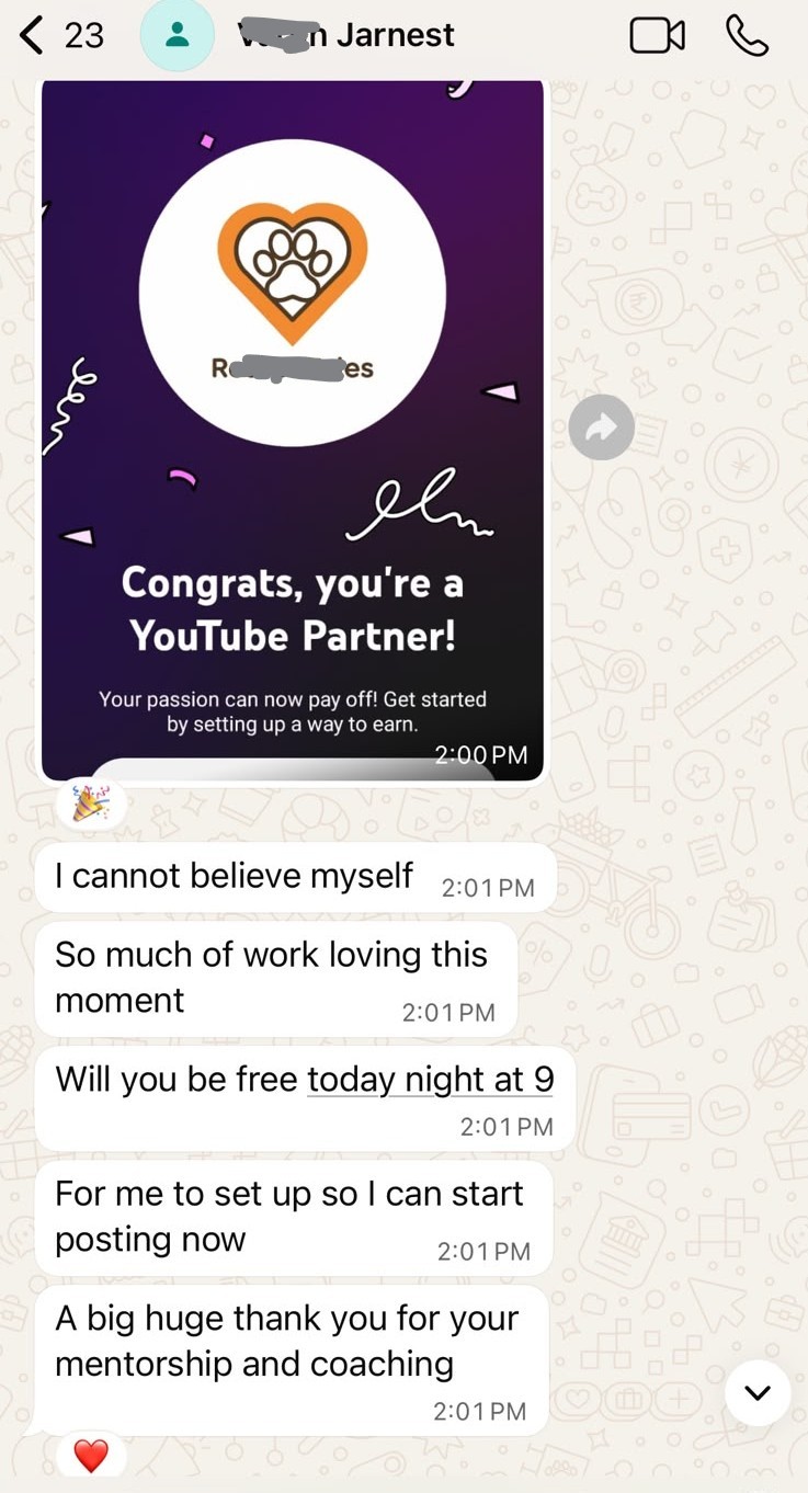 Varun sharing the news that his channel was monetized